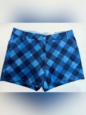 Crown & Ivy "Caroline" Blue Gingham Chino Shorts | Sz 14 | NWT | MSRP $46.50